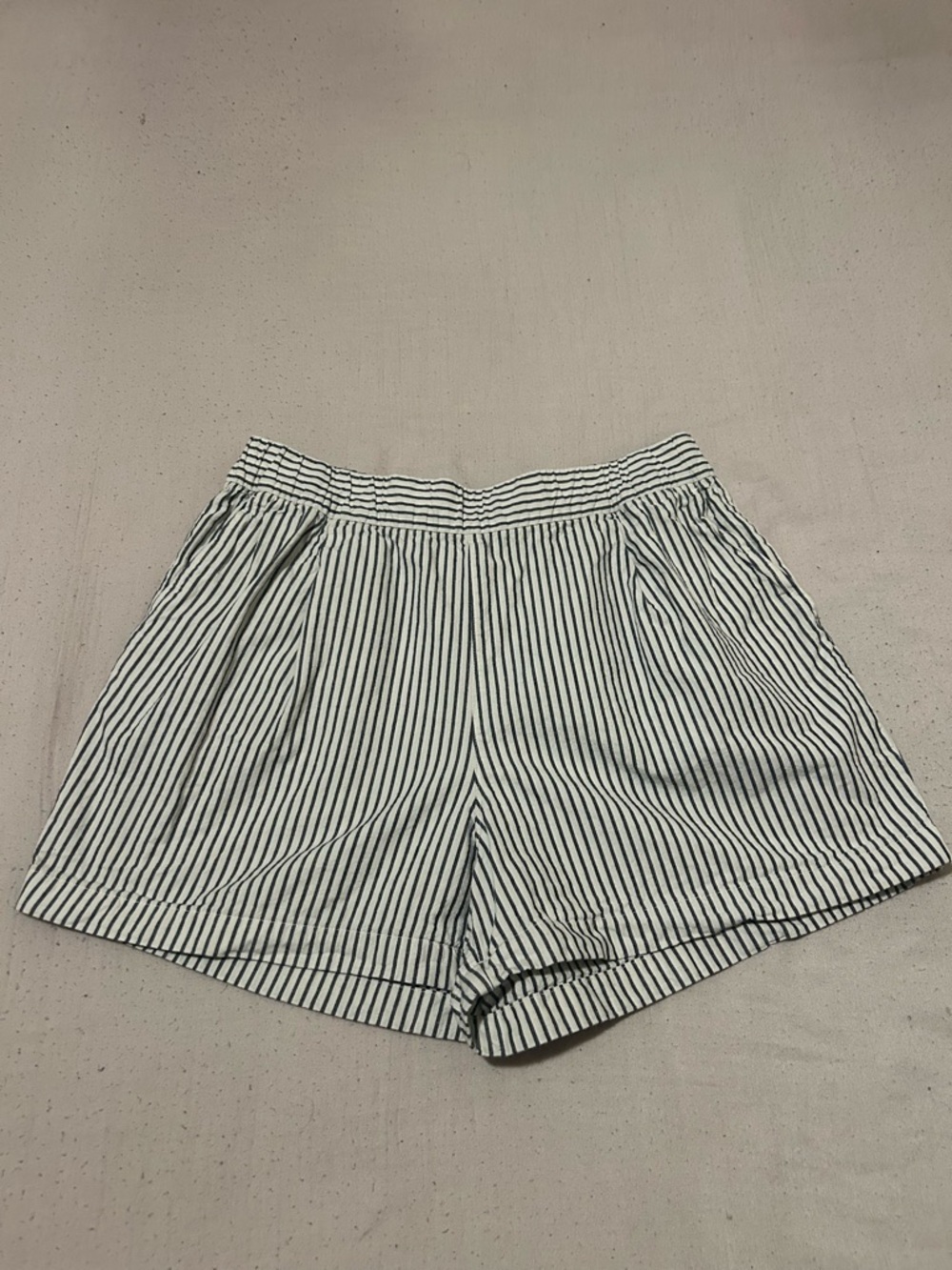 Uniqlo Navy & White Striped High-Waist Shorts